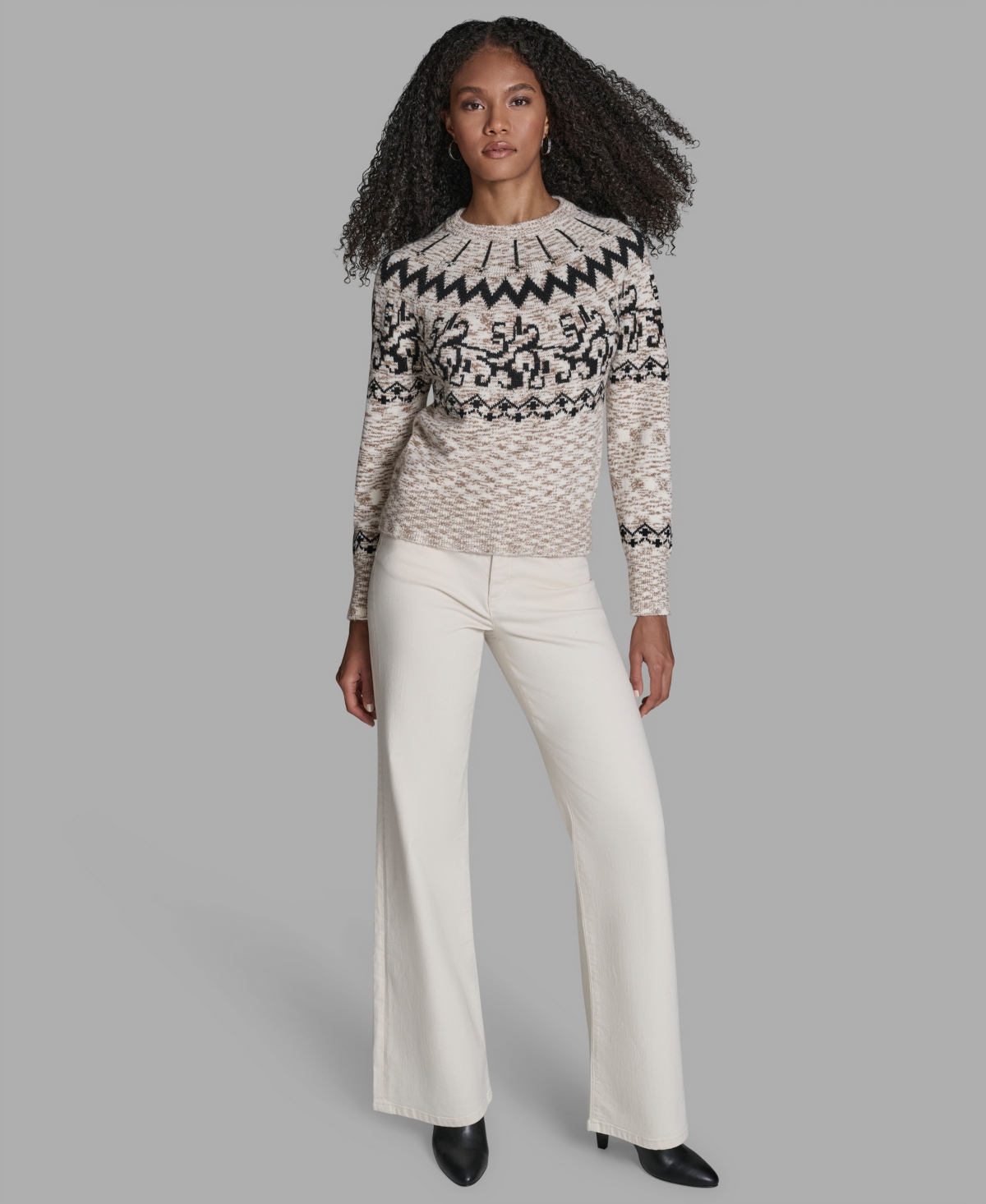 Bcbg Women's Crewneck Fair Isle Sweater