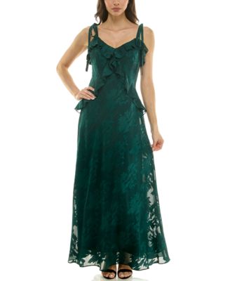 Taylor - Women's Long Ruffle Detail Sleeveless Dress