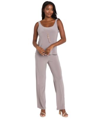 Women's Soutache Long Jacket, Necklace Top &  Pants Set