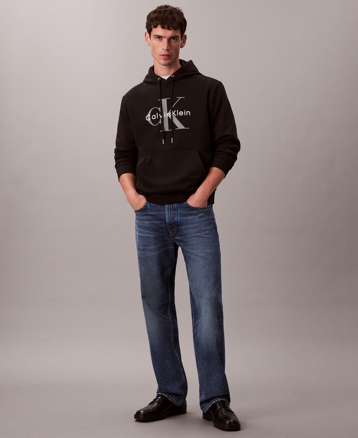 Calvin Klein Men's Monogram Logo Fleece Hoodie