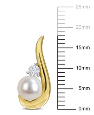 Cultured Freshwater Pearl (6-6.5mm) & White Sapphire Earrings (1/3 ct. t.w.) in 18k Gold Flash Plated Sterling Silver