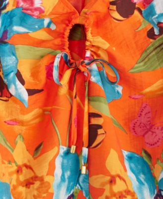 Women's Floral-Print Keyhole Blouse, Macy's Exclusive