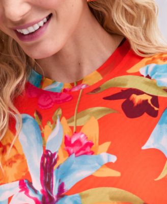 Women's Printed Mesh Top, Macy's Exclusive