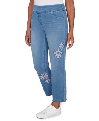 Women's Petite Hilton Head Floral Applique Detail Pants