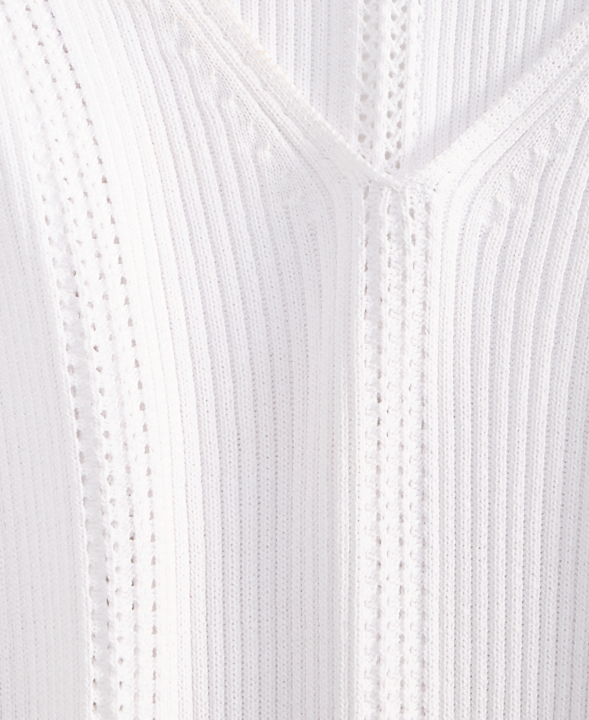 Inc International Concepts Women's V-neck Short Sleeve Ribbed Knit Sweater, Macy's Exclusive In White