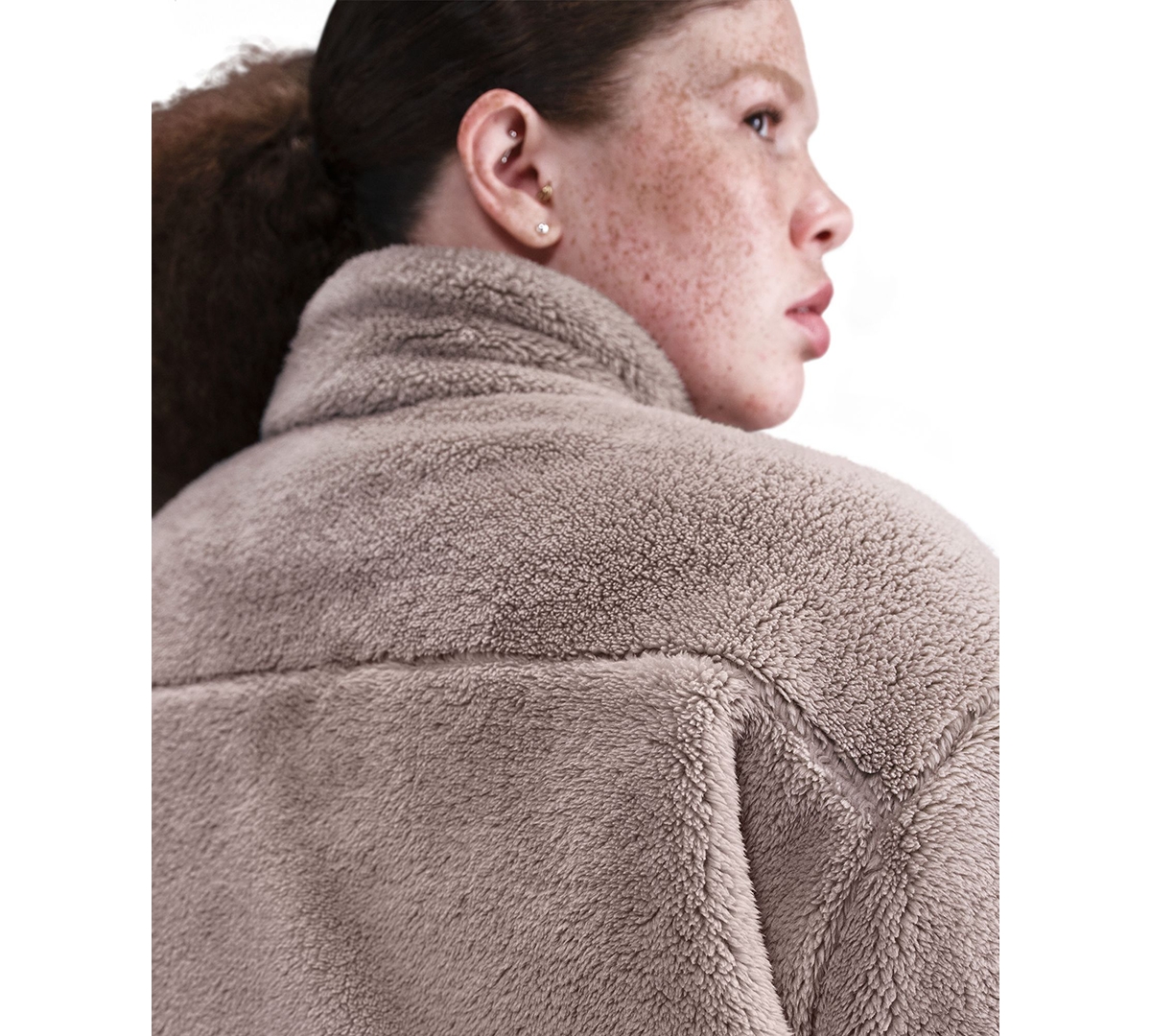 Nike Plus Size Sportswear Essential High-pile Fleece Jacket In Brown