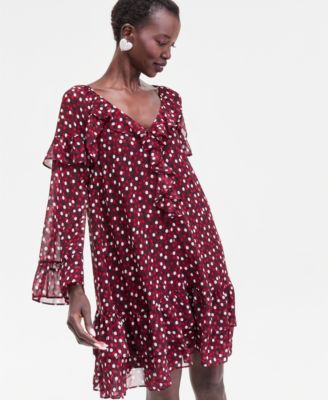 Women's Ruffle-Trim Bell-Sleeve Mini Dress, Macy's Exclusive 