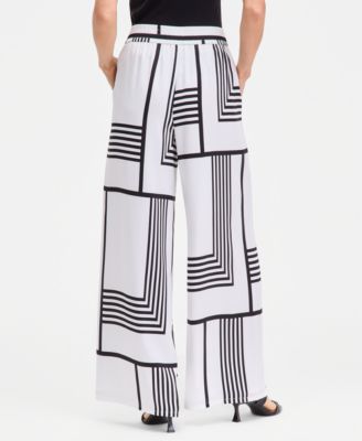 Women's Graphic-Print Pull-On Wide-Leg Pants, Macy's Exclusive
