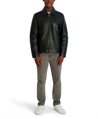 Men's Collared Leather Jacket