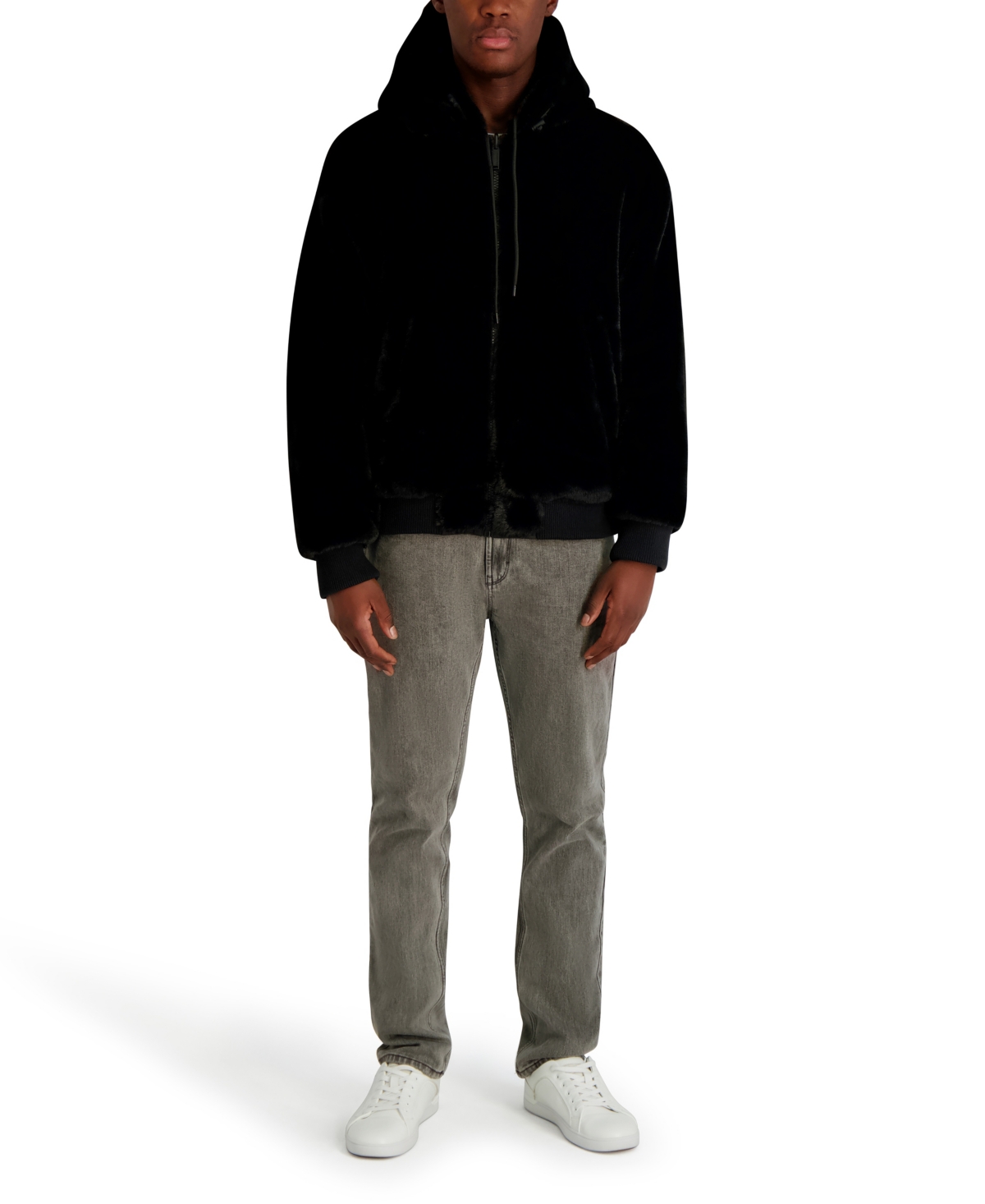 Karl Lagerfeld Paris Men's Reversible Faux Fur Bomber