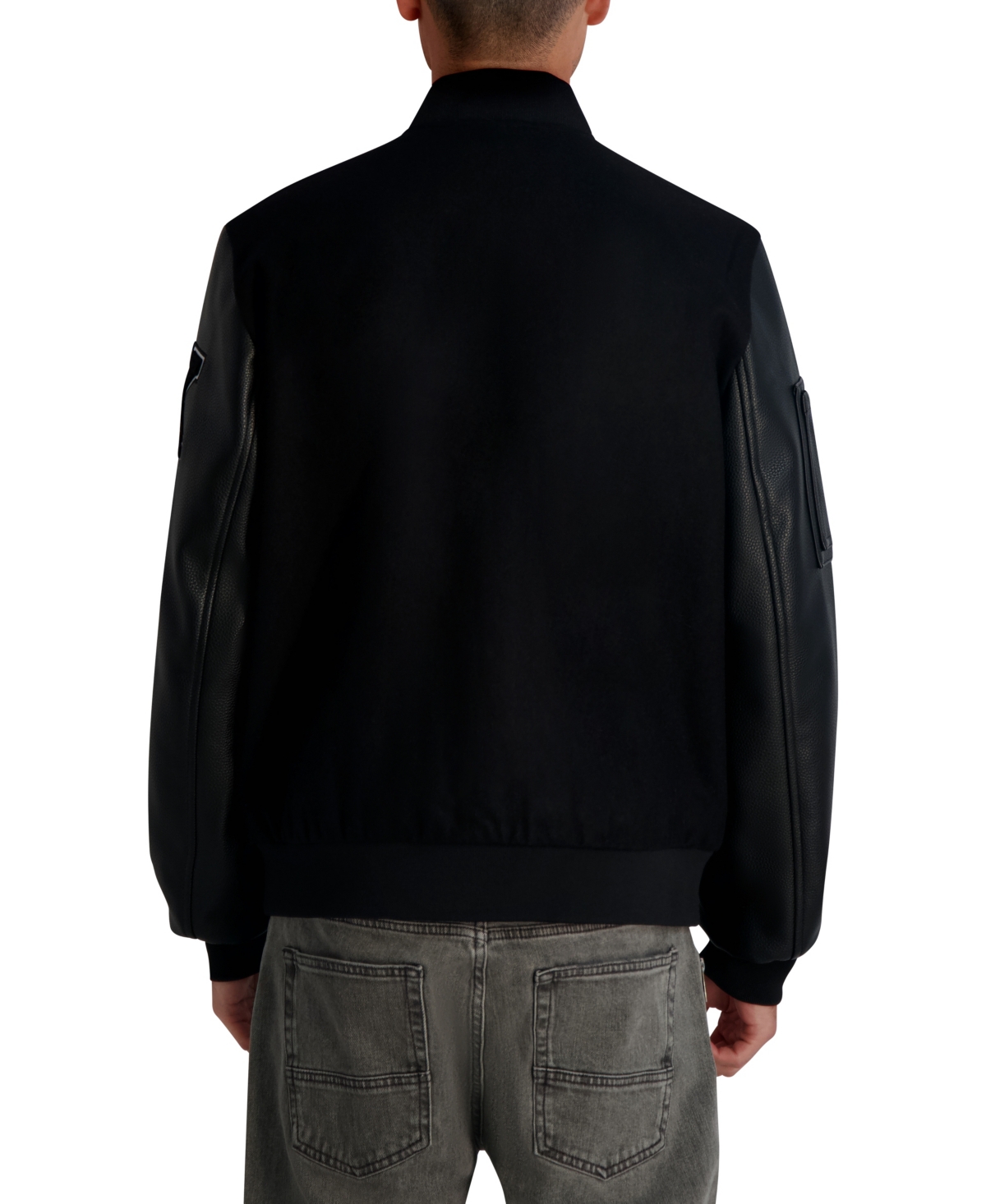Karl Lagerfeld Paris Men's Flat Head Varsity Bomber Jacket
