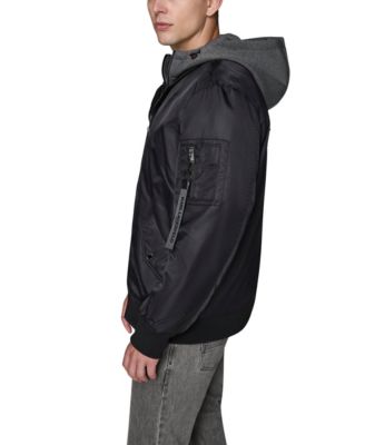Men's Embroidered Signature Hooded Bomber Jacket