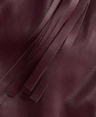 Women's Faux-Leather Fringe-Trim Skirt, Macy's Exclusive 