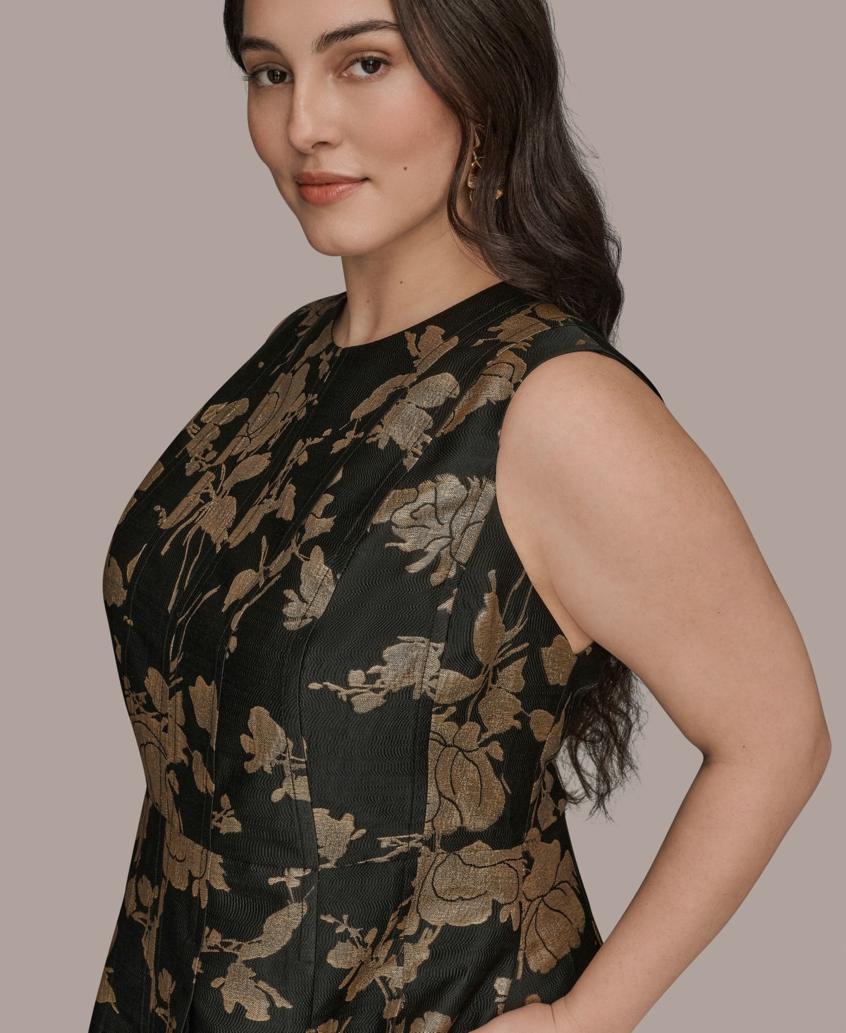 Donna Karan New York Plus Sleeveless Fit and Flare Midi Dress