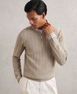 REISS - Men's Half-Zip Cable-Knit Wool with Jumper