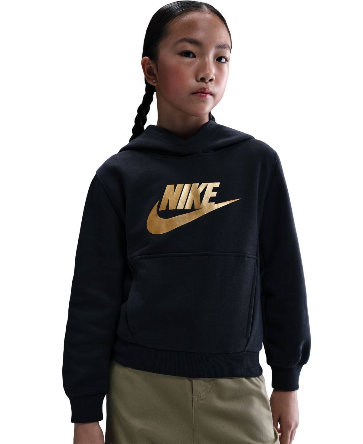 Nike Big Kids' Sportswear Gold Holiday Satin Club Fleece Hoodie