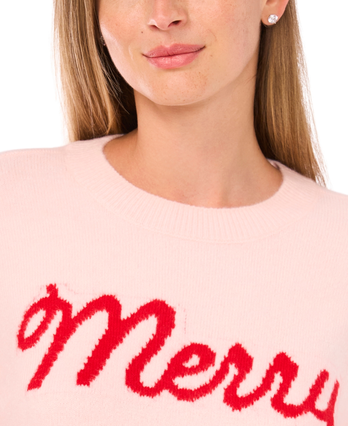 CeCe Women's Merry Script Long-Sleeve Cozy Sweater
