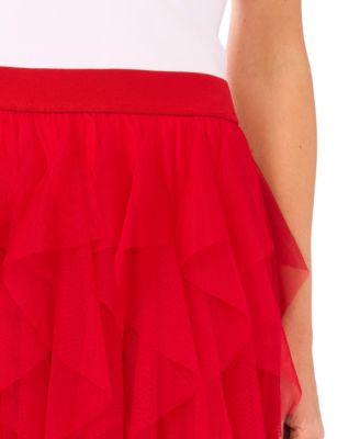 Women's Pull-On Ruffled Tulle Midi Skirt