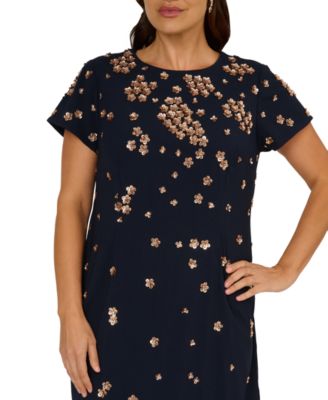 Women's Beaded Crepe Shift Dress