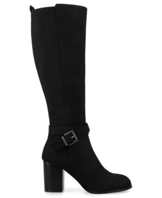 Journee Collection Women's Avalonn Buckle Knee High Dress Boots