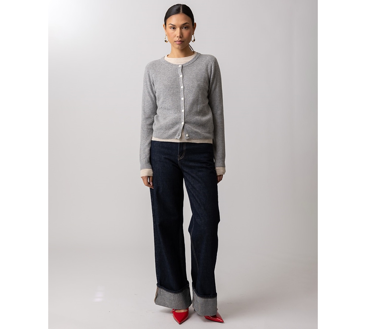 Line & Dot Women's Hutch Double Layer Long-Sleeve Cardigan Sweater