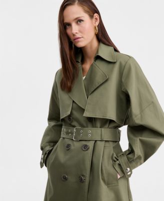 Women's Belted Oversized-Sleeve Trench Coat, Macy's Exclusive