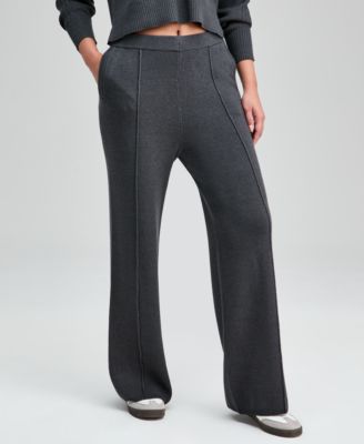 Women's Seamed Knit Wide-Leg Pants, Macy's Exclusive