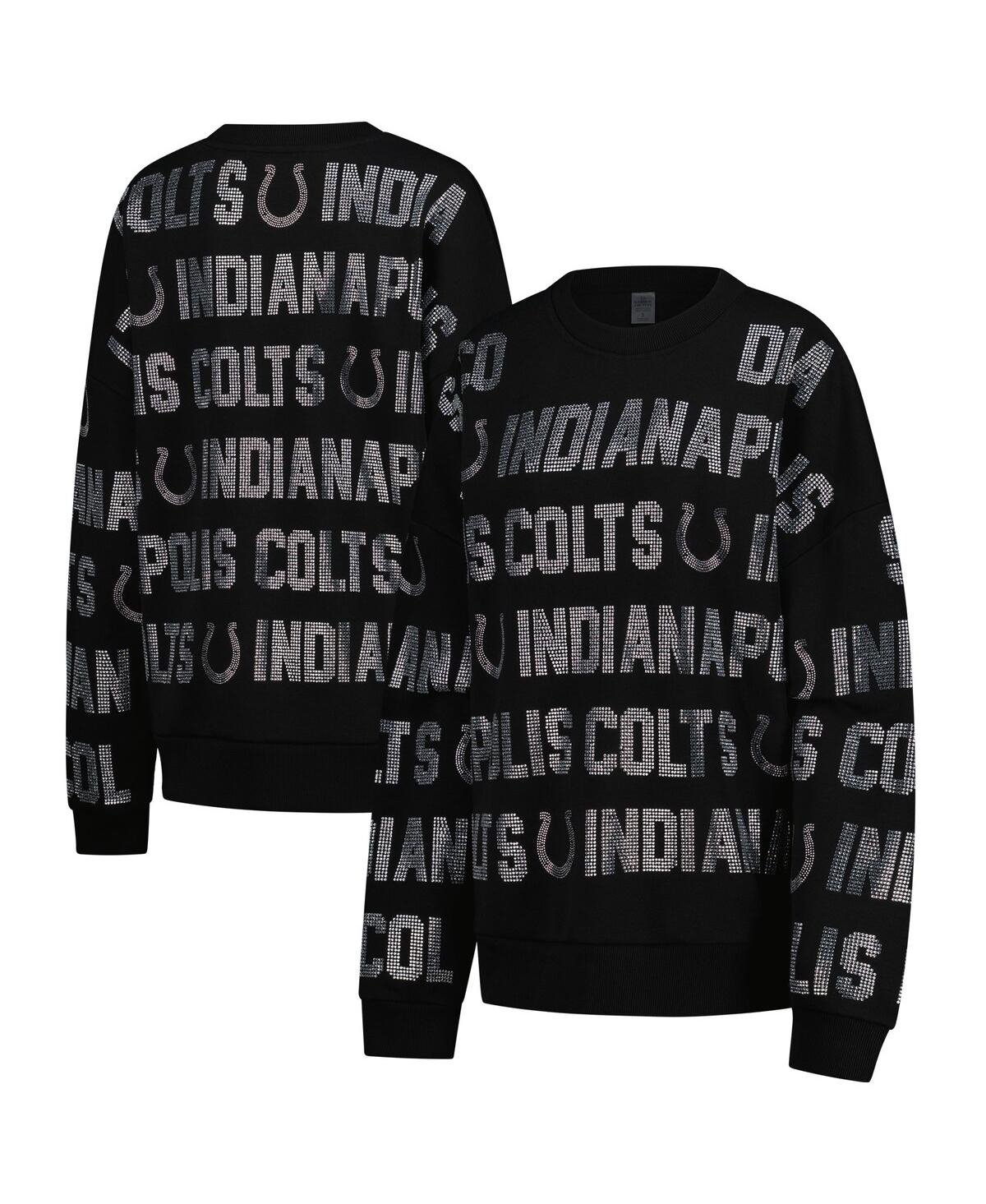 Gameday Couture Women's Black Indianapolis Colts Oversized Hype Era Rhinestone Text Sweatshirt