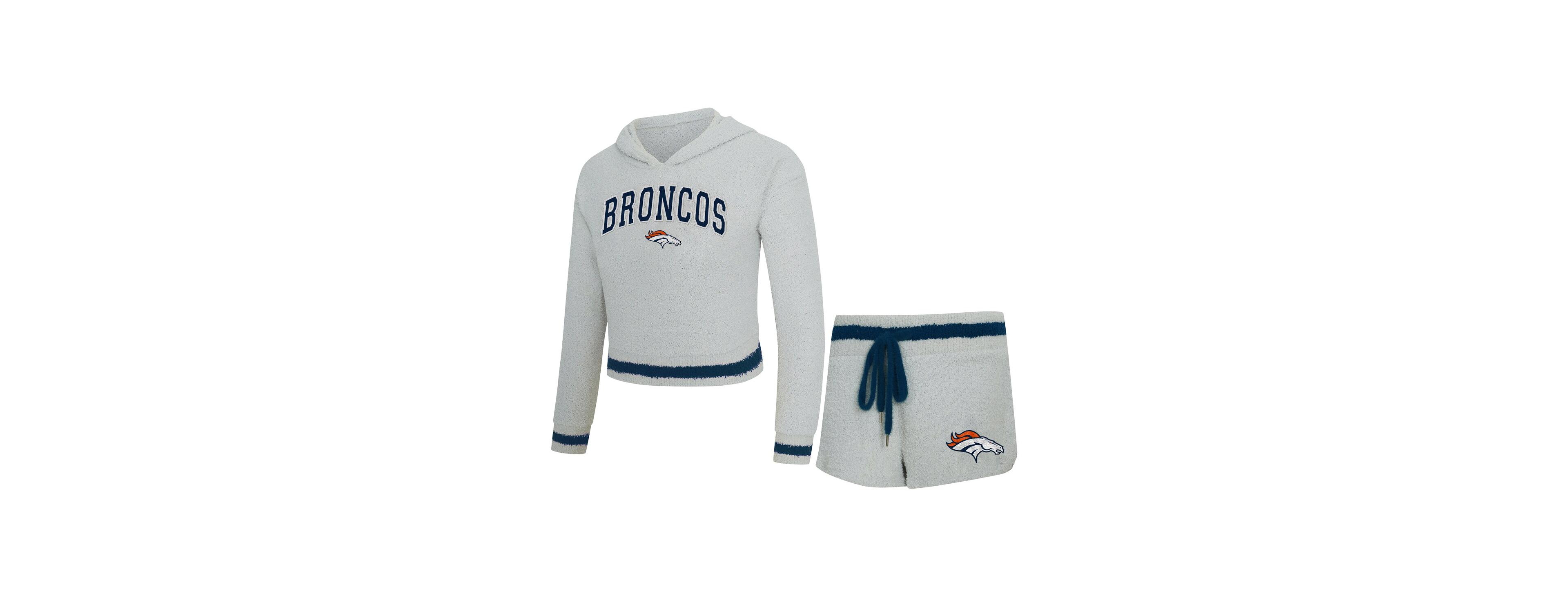 Concepts Sport Women's 2-Piece Gray Denver Broncos Whitley Long Sleeve Hoodie Top and Shorts Set