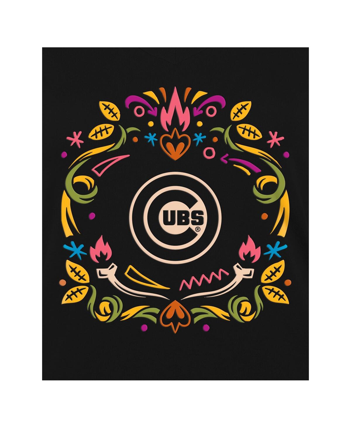 New Era Women's Black Chicago Cubs Dia De Los Muertos V-neck T-shirt In Black