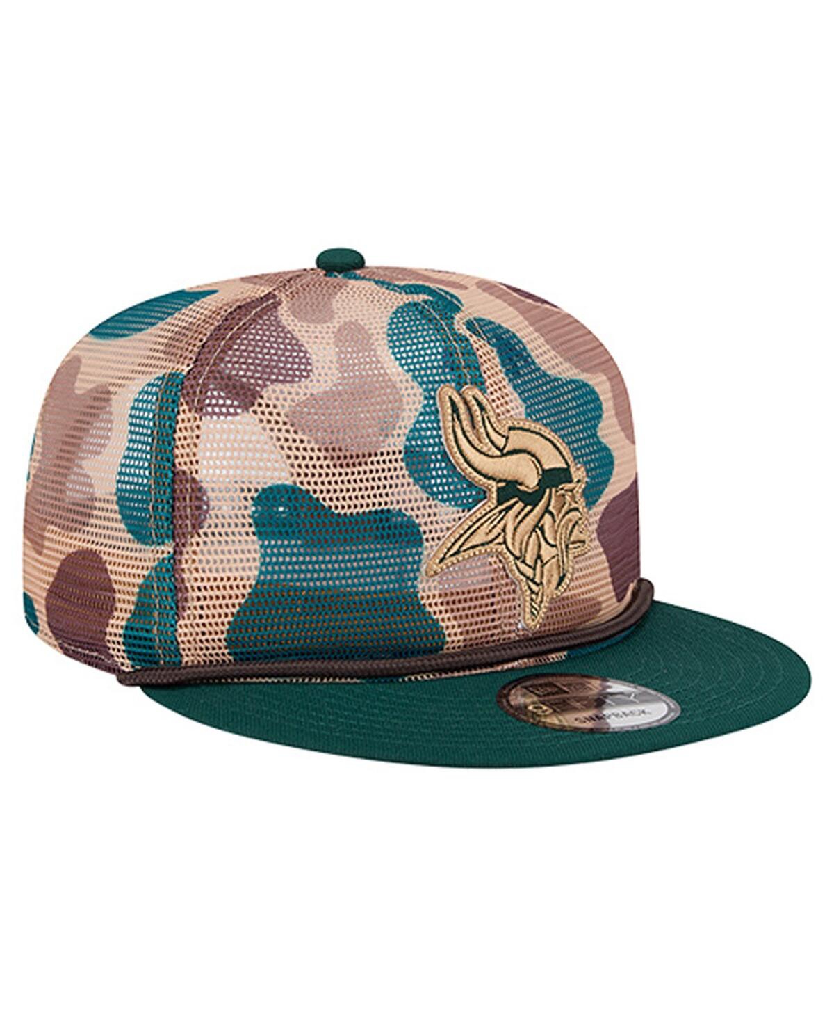 New Era Men's Camo Minnesota Vikings Duck Camo 9fifty Snapback Hat In Green