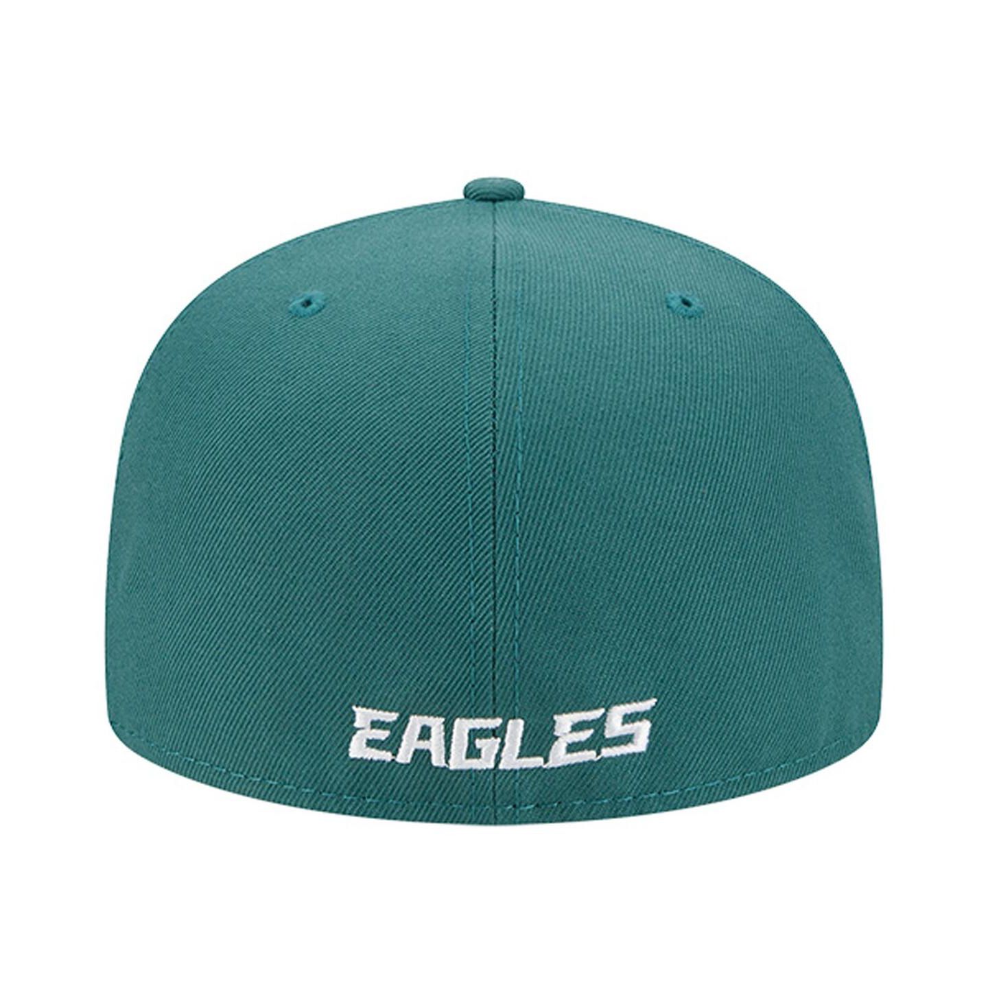 Мужская кепка New Era Midnight Green Philadelphia Eagles Overlap Wordmark 59FIFTY Fitted Hat — фото 3