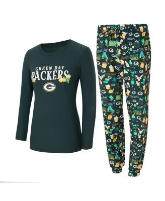 Concepts Sport - Women's Green Bay Packers Chestnut Long Sleeve T-Shirt and Pants Sleep Set