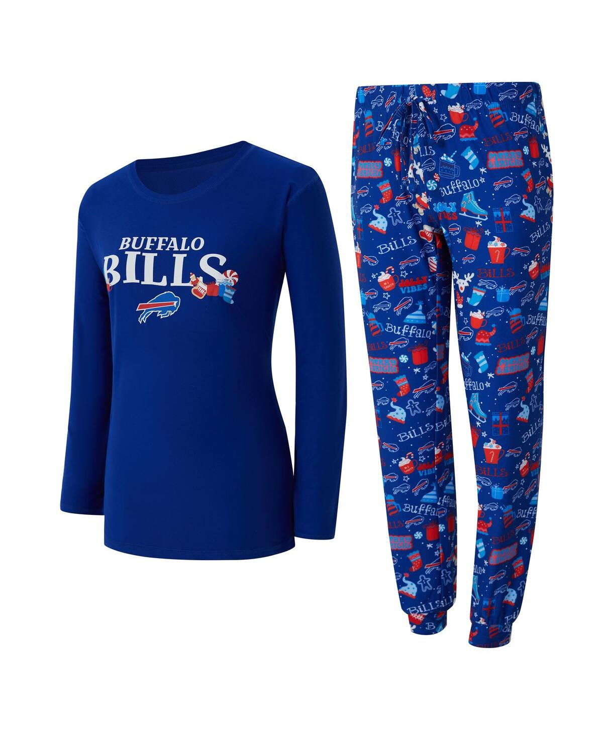 Concepts Sport Women's 2-piece Royal Buffalo Bills Chestnut Long Sleeve T-shirt And Pants Sleep Set In Blue