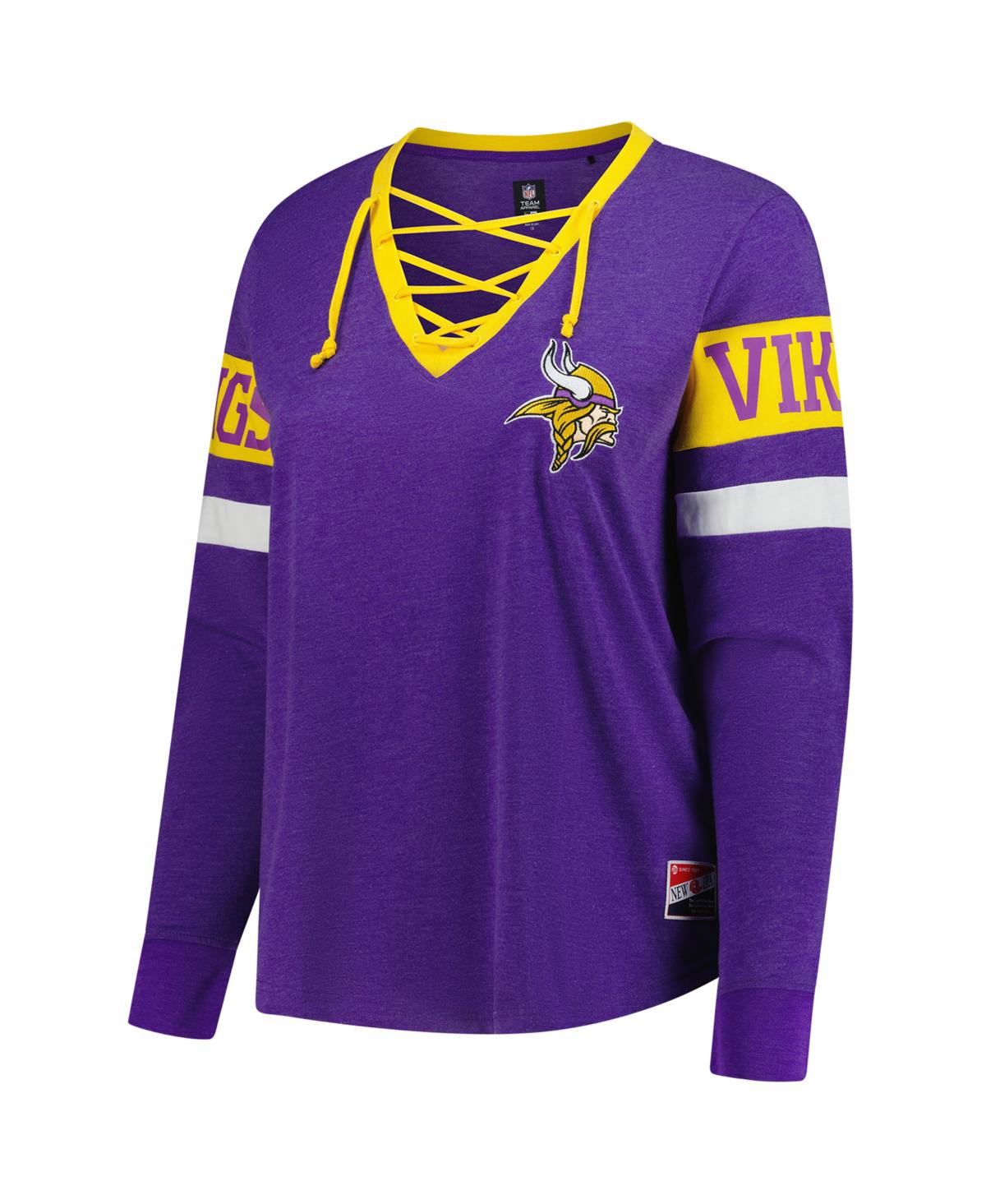 New Era Women's Purple Minnesota Vikings Throwback Lace-up Long-sleeve T-shirt In Purple