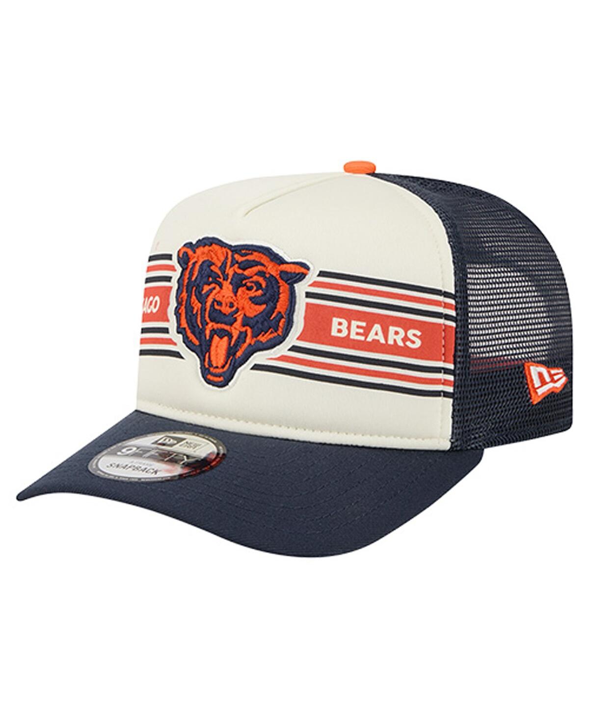 New Era Big Boys and Girls Cream/Navy Chicago Bears Banner 9FIFTY A-Frame Adjustable Trucker Hat