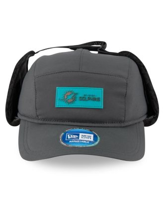 Men's Charcoal Miami Dolphins 2025 Sideline Cold Weather Runner Dog Ear Adjustable Hat