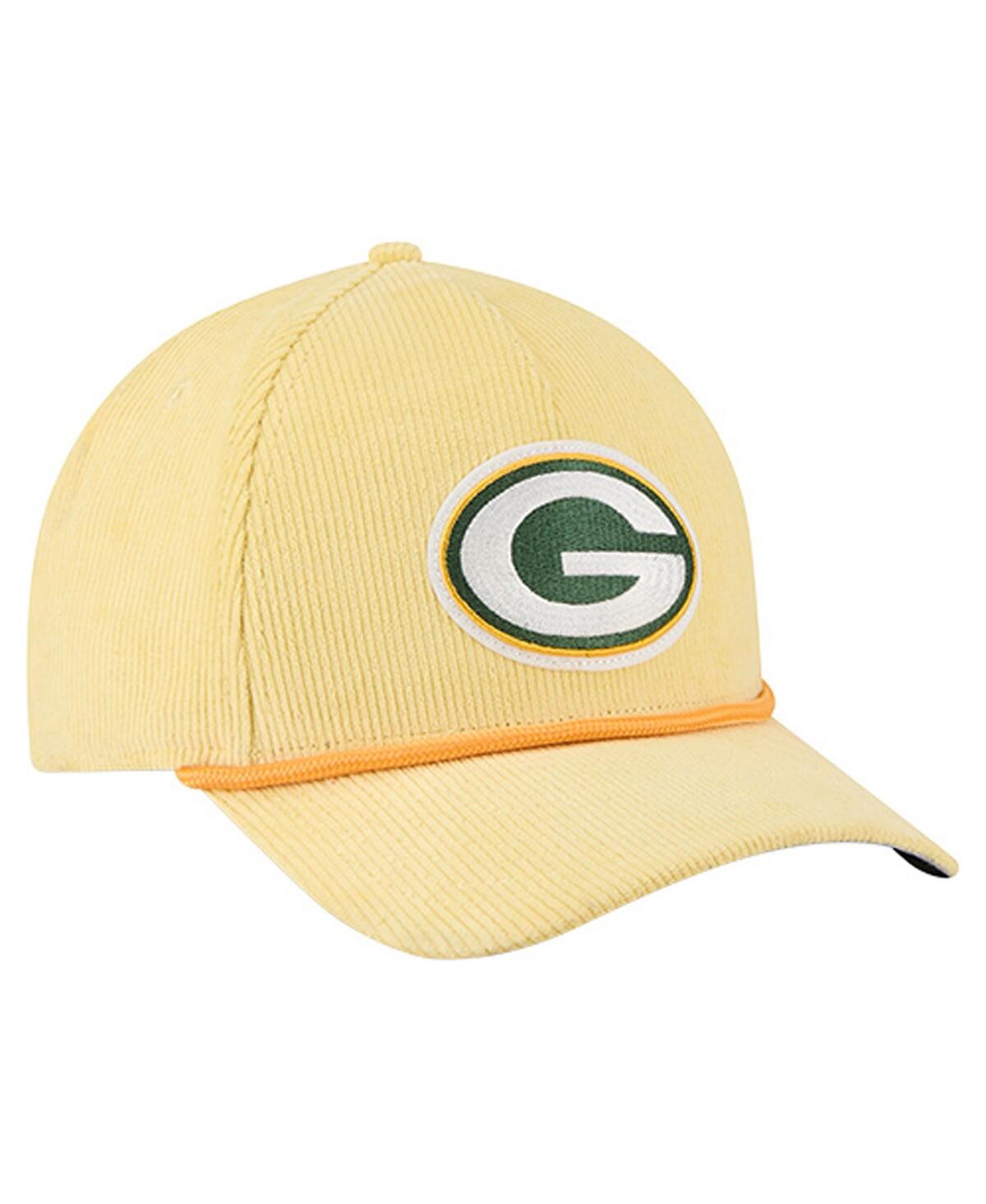 New Era Men's Gold Green Bay Packers Cord Corduroy 9forty A-frame Adjustable Hat In Neutral