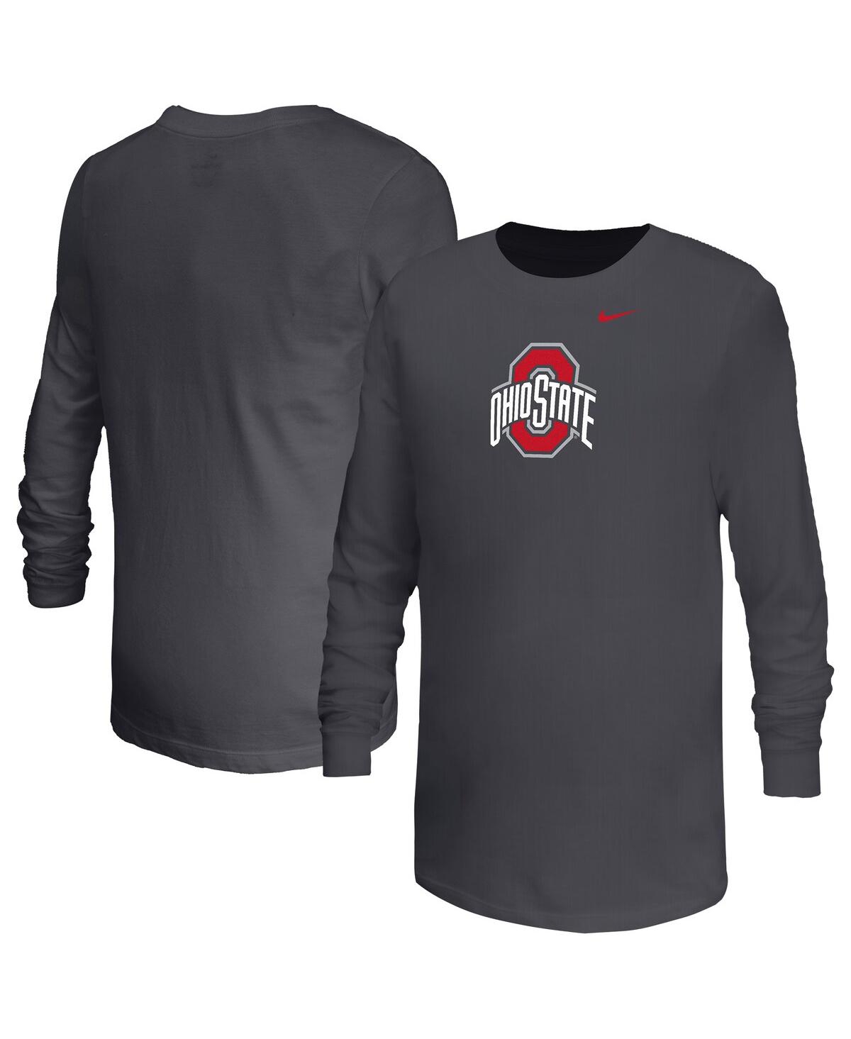 Nike Big Boys and Girls Anthracite Ohio State Buckeyes Legend Logo Dri-fit Long Sleeve T-Shirt