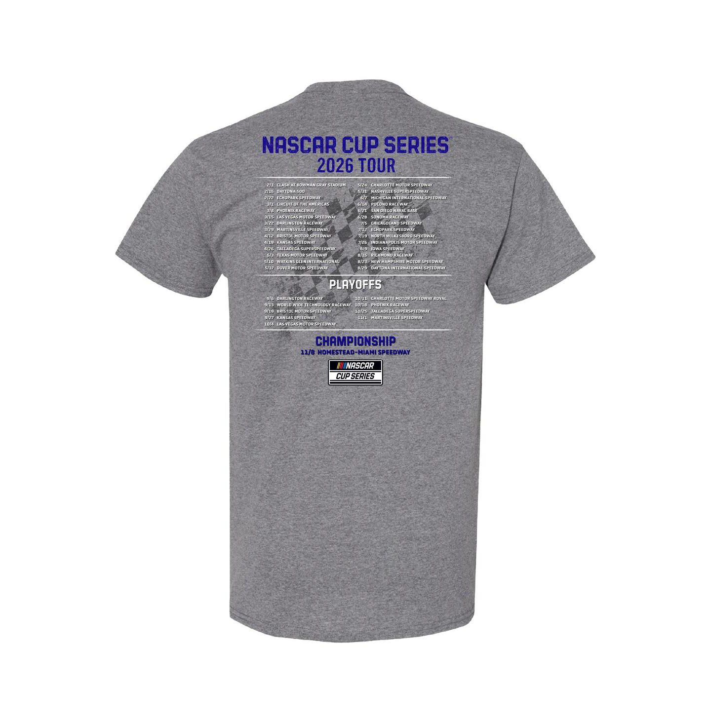 Мужская футболка Hendrick Motorsports Team Collection Heather Charcoal Chase Elliott 2026 NASCAR Schedule — фото 2