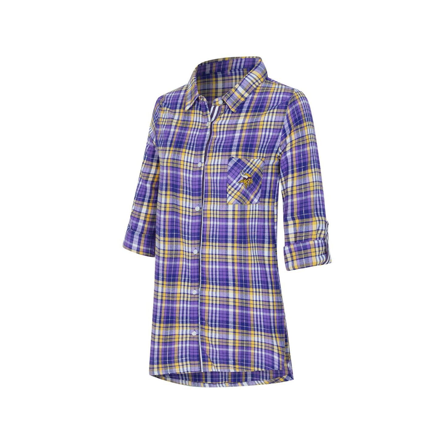 Женская ночная рубашка Concepts Sport Minnesota Vikings Laney в клетку, Purple — фото 3