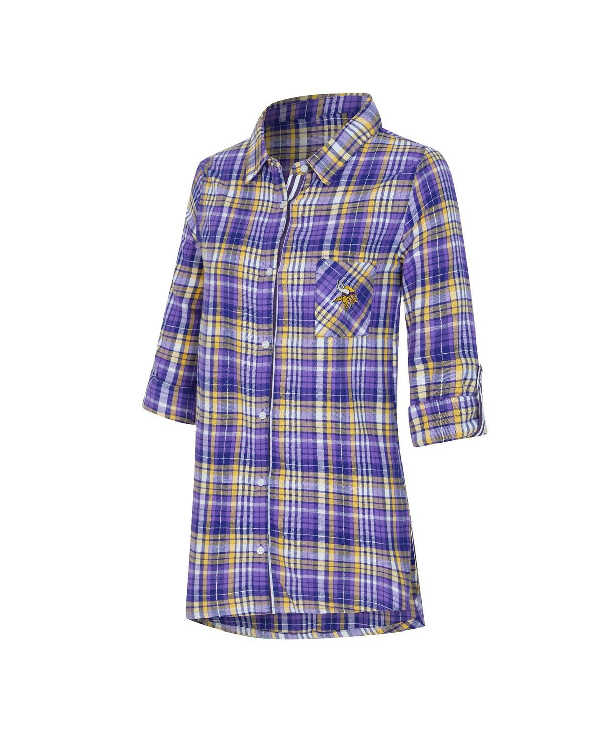 Concepts Sport Women's Purple Minnesota Vikings Laney Plaid Tri-Blend Nightshirt