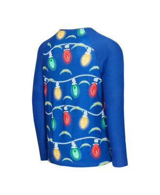 Men's 2-Piece Royal Los Angeles Chargers Garland Knit  PJ Raglan Long Sleeve Top and Pants Set
