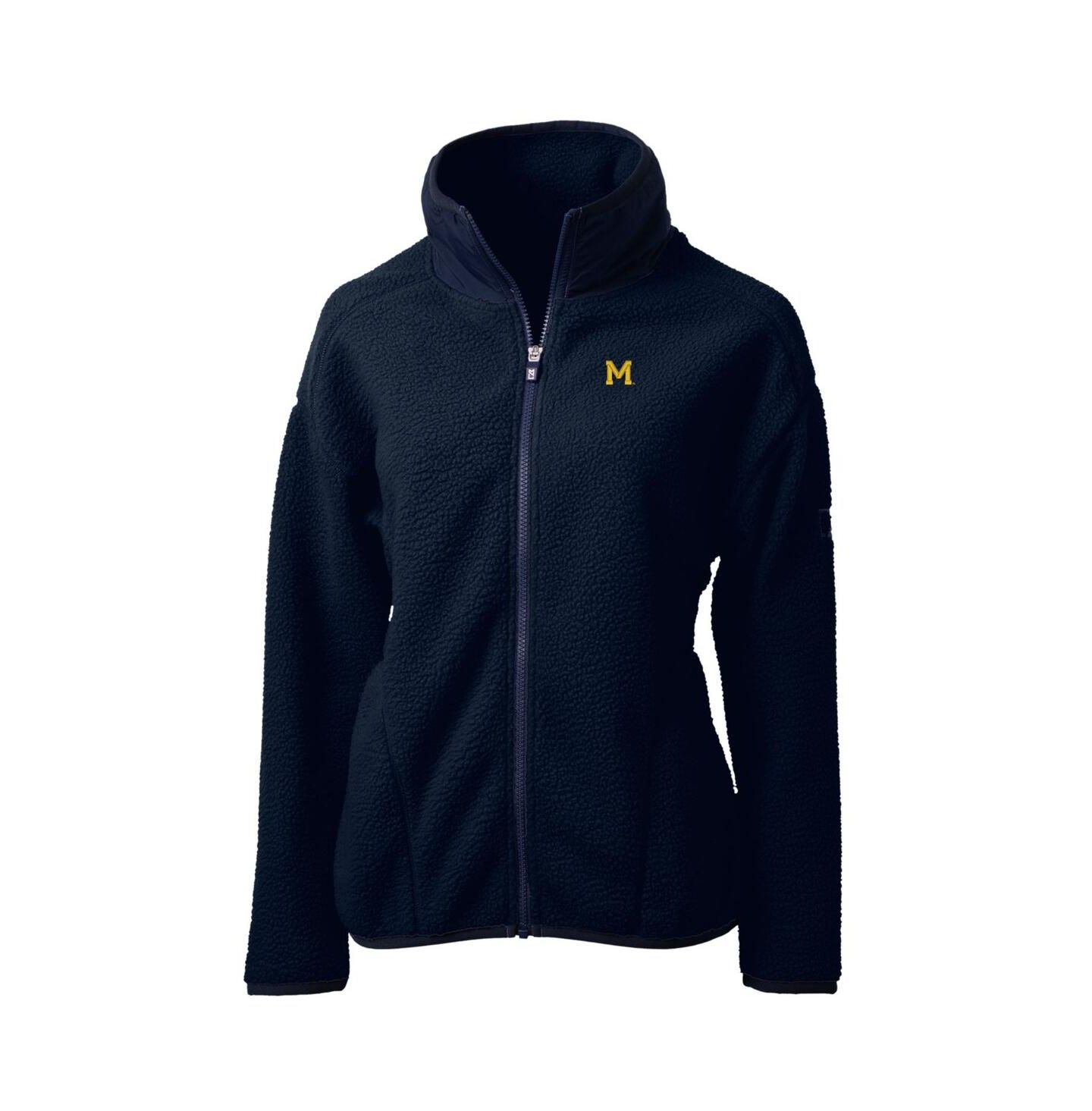 Женская куртка Cutter & Buck Navy Michigan Wolverines Cascade Eco Sherpa Full-Zip Fleece — фото 3
