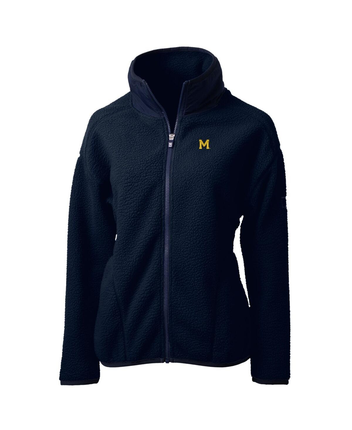 Cutter & Buck Women's Navy Michigan Wolverines Cascade Eco Sherpa Full-zip Fleece Jacket In Blue