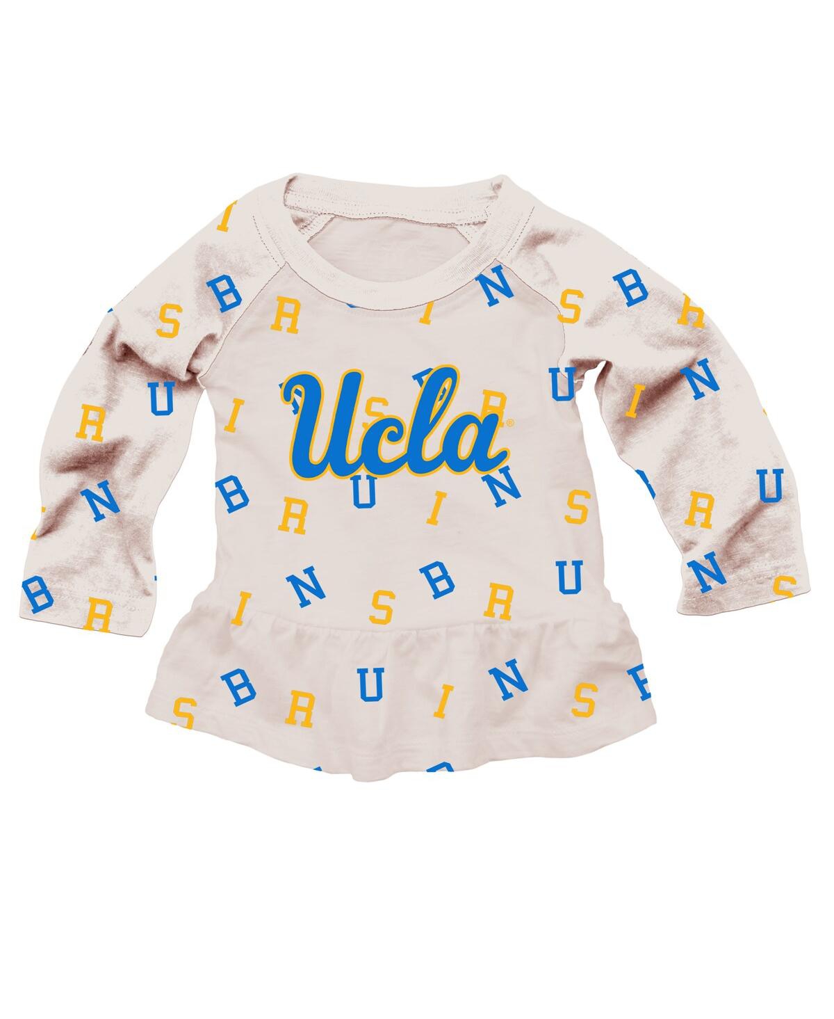 Wes & Willy Girls Toddler 2-piece Oatmeal Ucla Bruins Ruffle Raglan Long Sleeve T-shirt And Leggings Set In Multi
