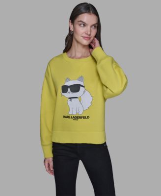 KARL LAGERFELD PARIS - Petite Crewneck Long-Sleeve Knit Sweater