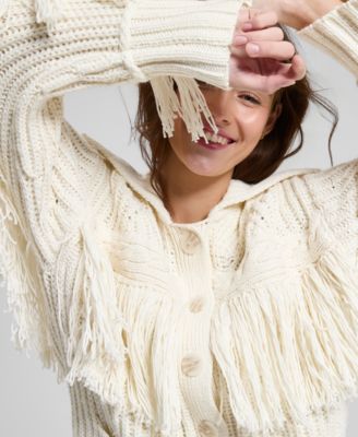 Women's Button-Front Fringe Cardigan, Macy's Exclusive