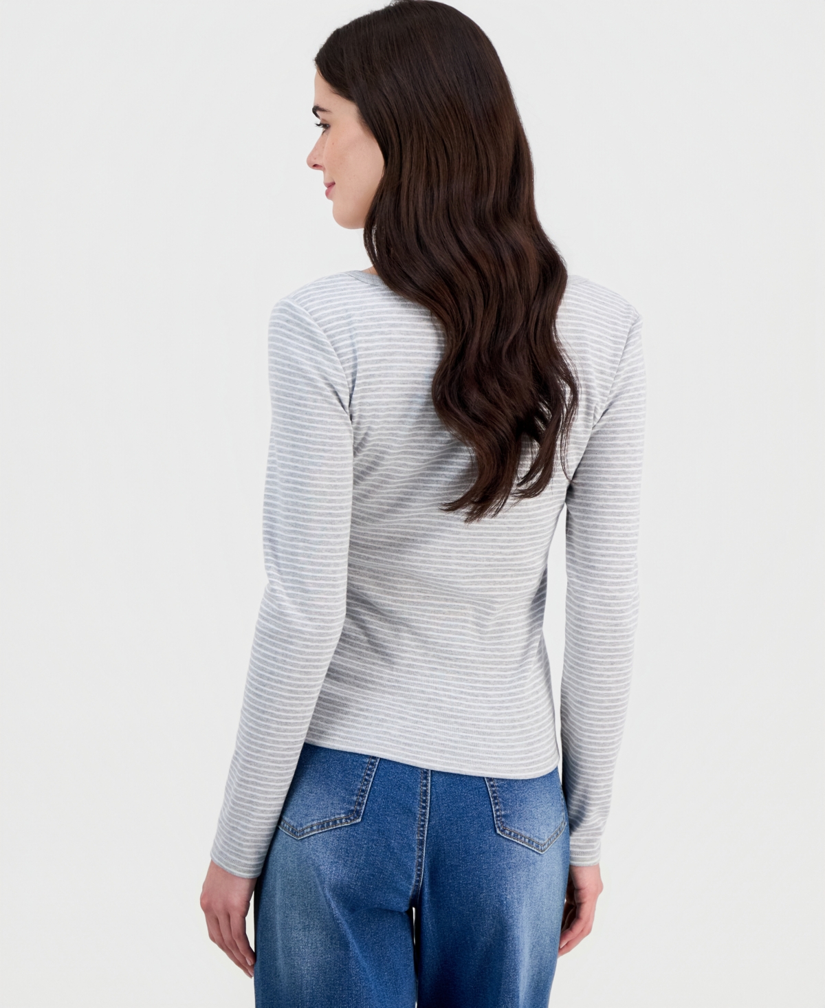 Hippie Rose Juniors' Scoop-Neck Long-Line Henley Top