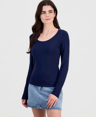 Juniors' Jersey Knit Long-Sleeve Top